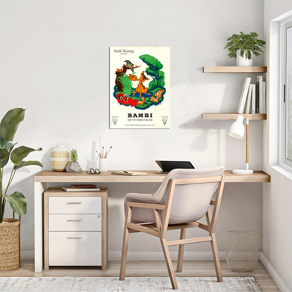 Bambi (RKO, 1948). Folded, Very Fine-. First Post-War Release French, Bernard Lancy Artwork - Movie Poster Reprint