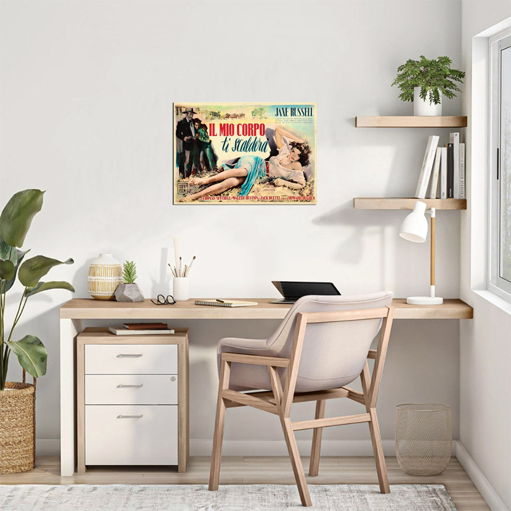 The Outlaw (Lux Film, 1949). First Release Italian Horizontal Poster, Giorgio Olivetti Artwork - Movie Poster Reprint