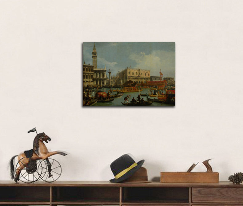 Bucentaur's Return to the Pier - by the Palazzo Ducale - by Canaletto