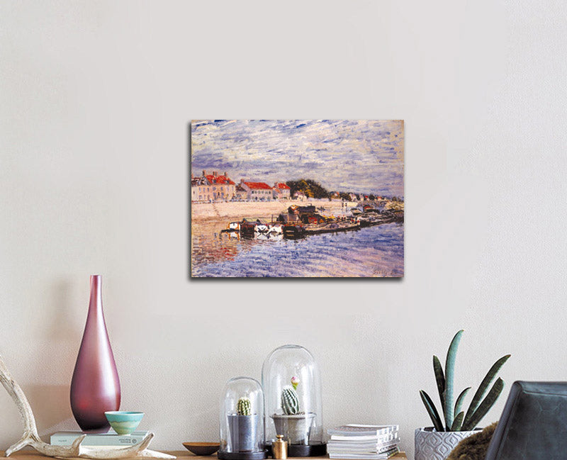 Barges on the Loing at Saint-Mammès - by Alfred Sisley