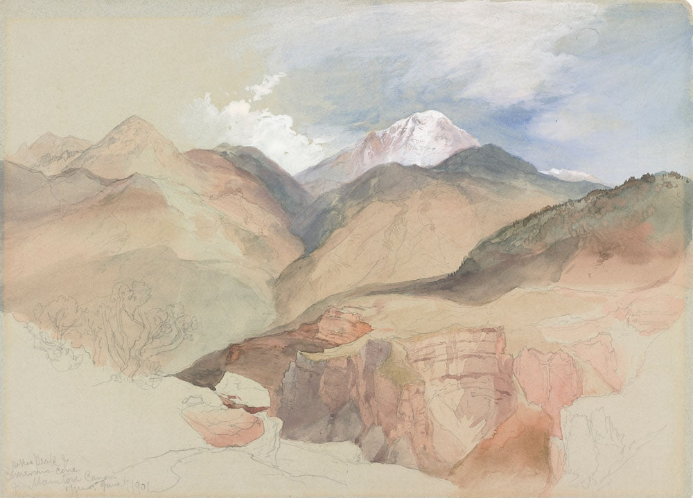 Pikes Peak, Camerons Cone, and Manitou Cañon - by Thomas Moran