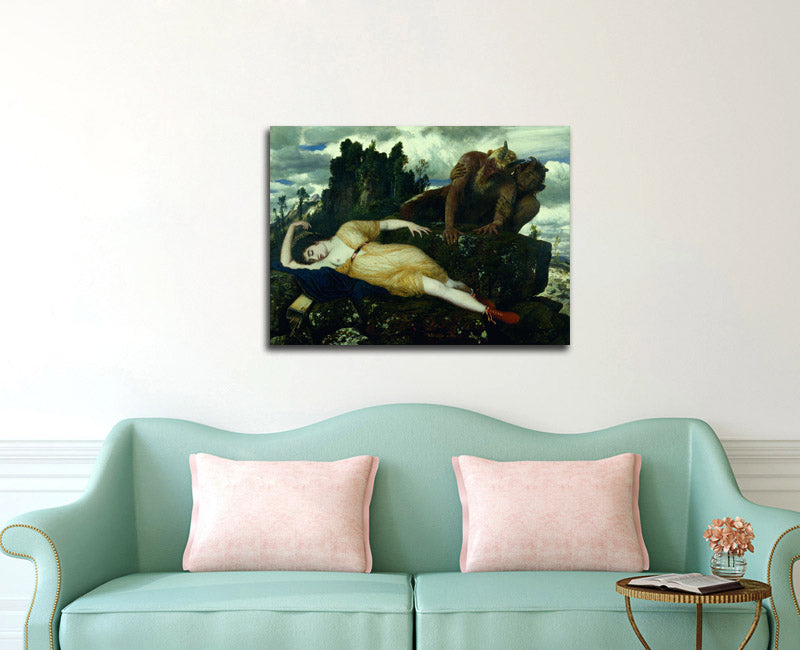 Sleeping Diana Watched - by Two Fauns - by Arnold Böcklin