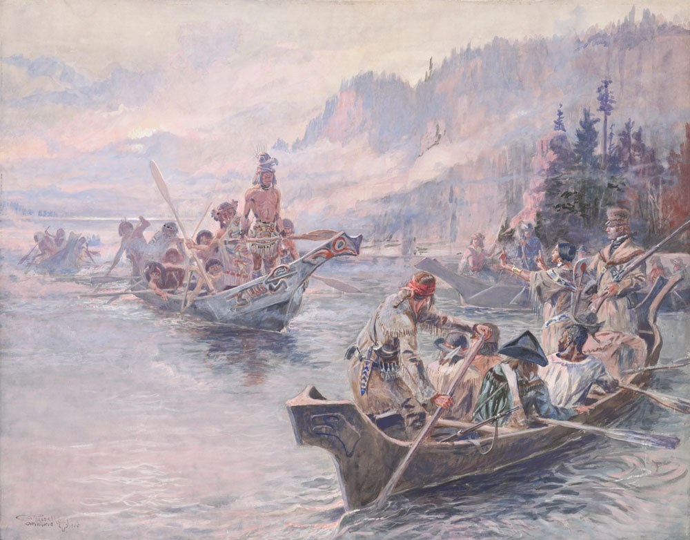 Lewis and Clark on the Lower Columbia - by Charles Marion Russell