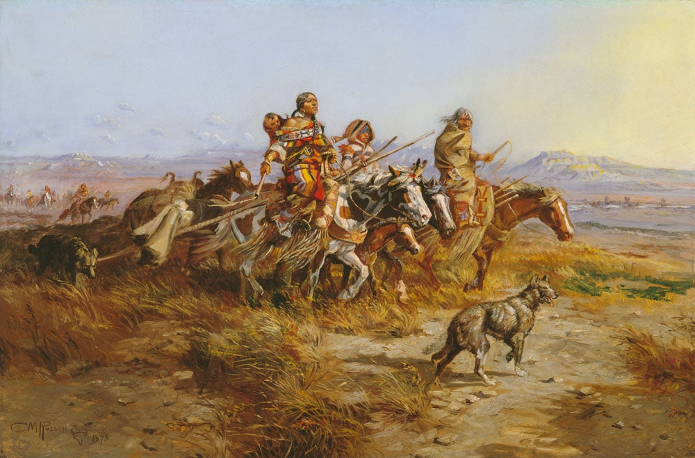 Indian Women Moving - by Charles Marion Russell