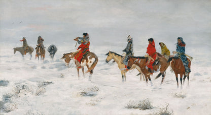 Lost in a Snowstorm -- We Are Friends - by Charles Marion Russell