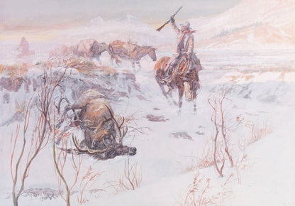 Christmas Dinner for the Men on the Trail - by Charles Marion Russell