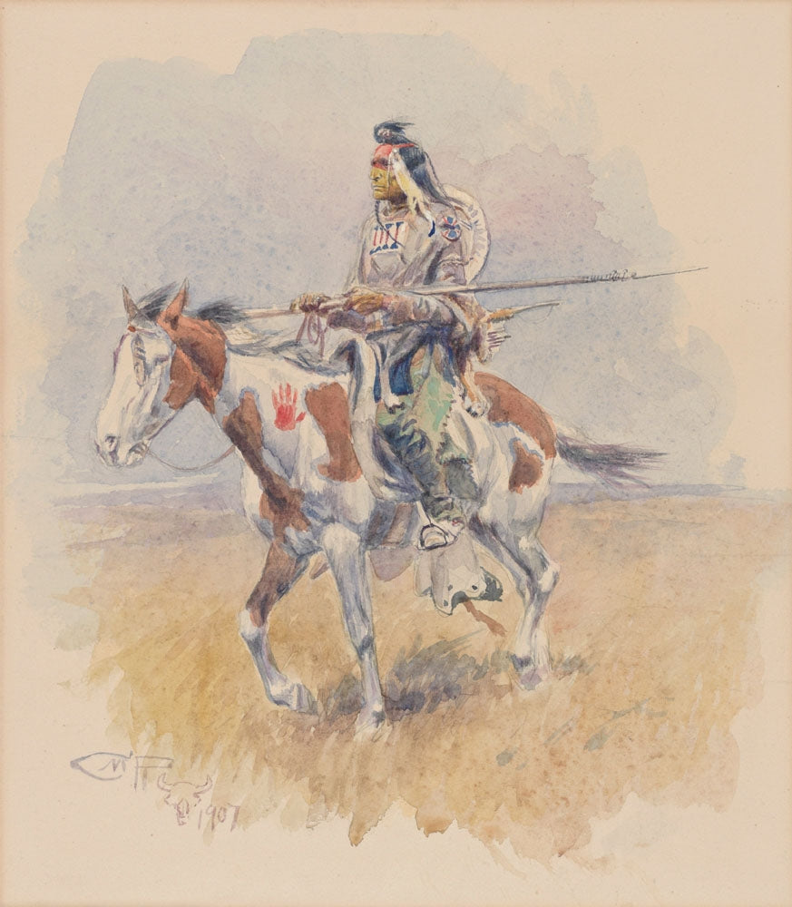 Indian on Horseback - by Charles Marion Russell