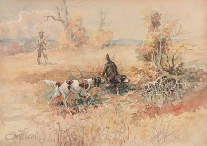 Huntsman and Dogs - by Charles Marion Russell