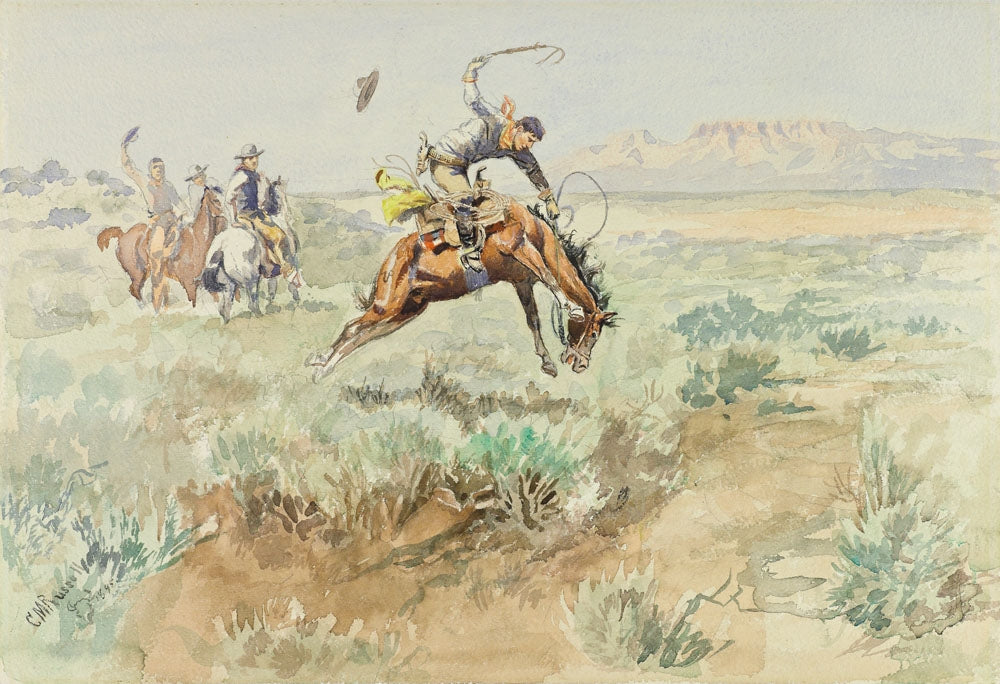 Bronco Busting - by Charles Marion Russell