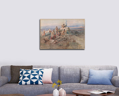 Smoke Signal - by Charles Marion Russell