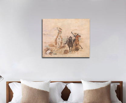 Roping 'Em - by Charles Marion Russell