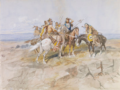 Approach of the White Men - by Charles Marion Russell