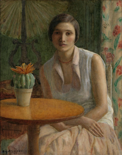 Portrait of a Woman (with Cactus) - by Frederick Carl Frieseke