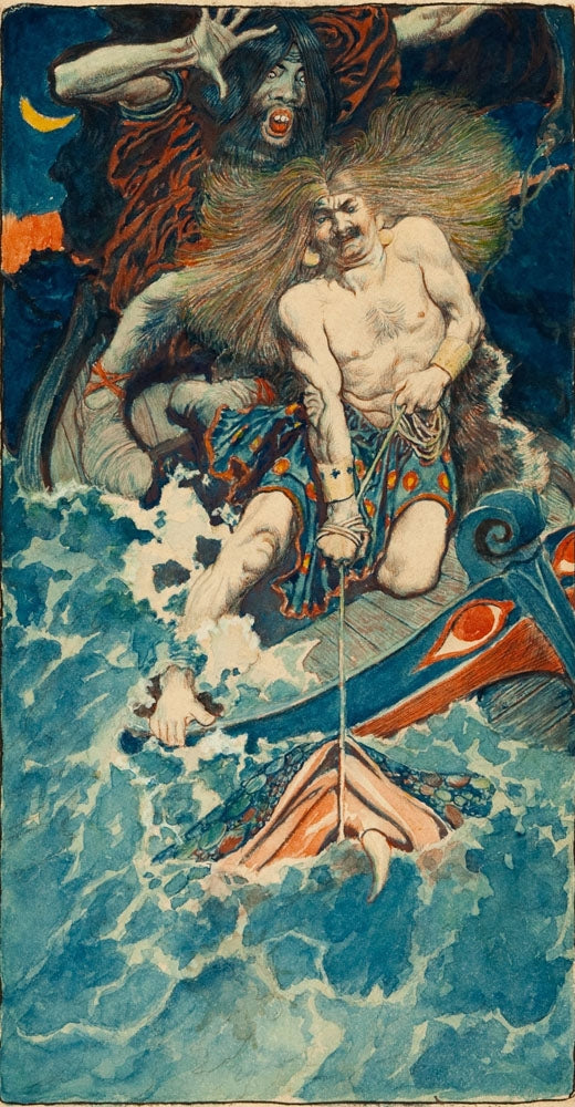 Study for The Fishing of Thor and Hymir - by Howard Pyle