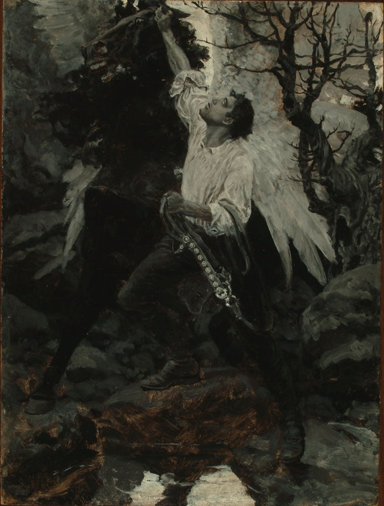 Quick as a Flash, David Leaped out and upon It - by Howard Pyle