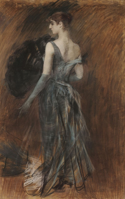 Blond lady in evening gown - by Giovanni Boldini