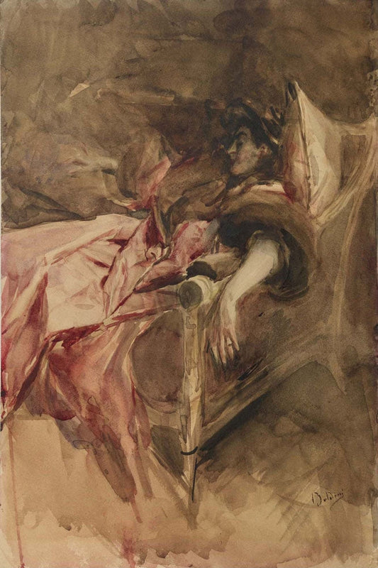 Lady lying on the sofa (Endormie) - by Giovanni Boldini