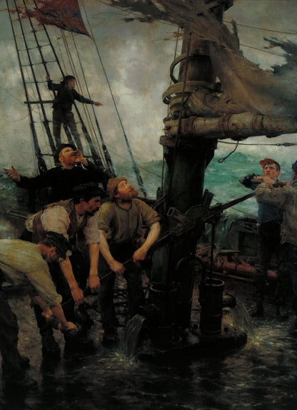 All Hands to the Pumps - by Henry Scott Tuke