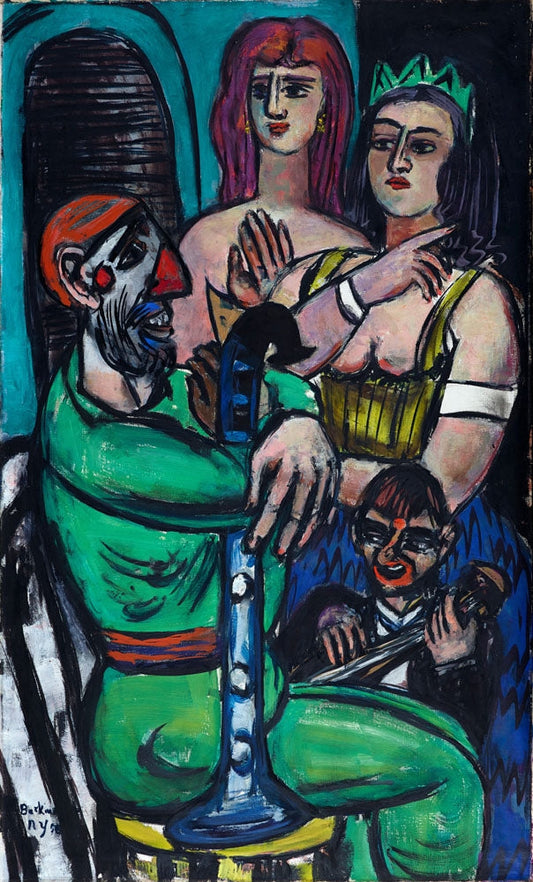 Clown with Women and Young Clown - by Max Beckmann