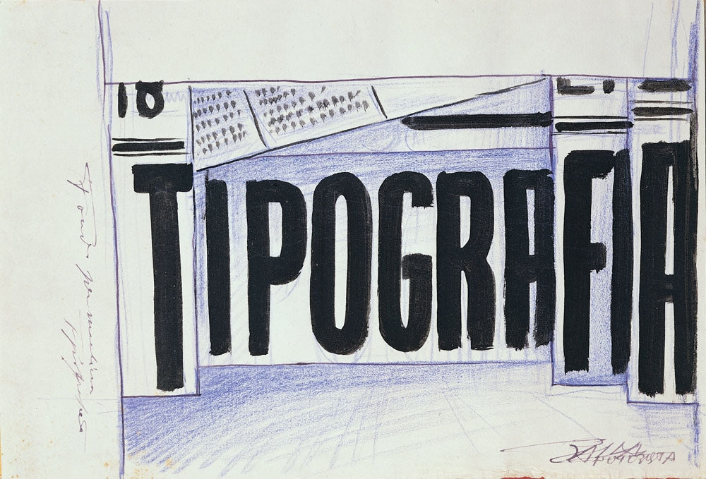 Sketch for Macchina tipografica - by Giacomo Balla