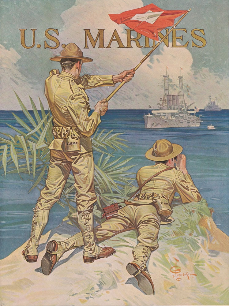 For Active Service Join the U.S. Marines / for Full Information Apply to Postmaster - by J. C. Leyendecker