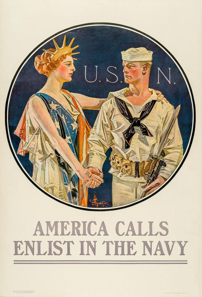 America Calls, Enlist in the Navy - by J. C. Leyendecker