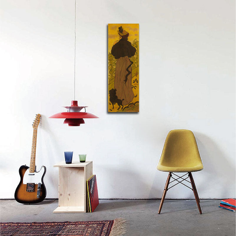 Woman Standing Beside Railing with Poodle - by Paul Ranson