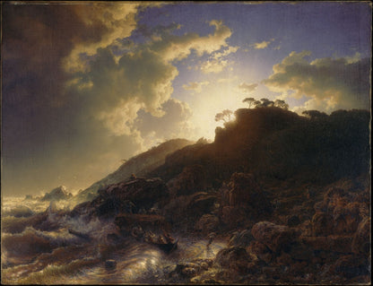 Sunset after a Storm on the Coast of Sicily - by Andreas Achenbach