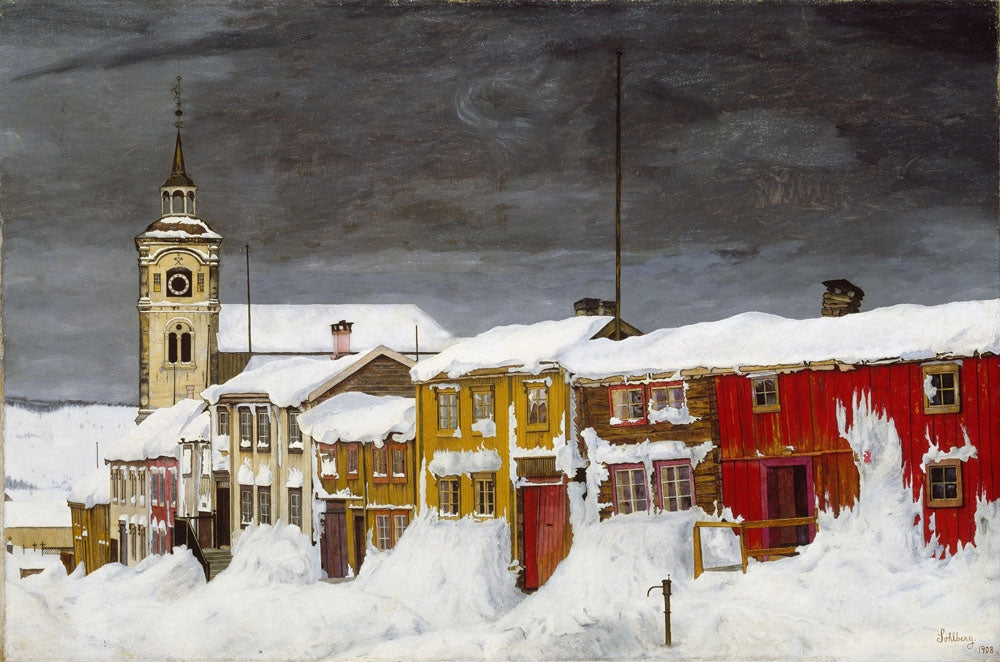 Street in Røros in Winter - by Harald Sohlberg