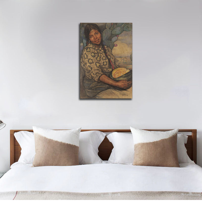 Young Woman with Pumpkin - by Saturnino Herrán