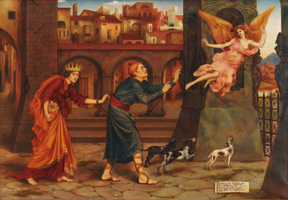 Blindness and Cupidity Chasing Joy from the City - by Evelyn De Morgan