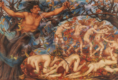 Boreas and the Fallen Leaves - by Evelyn De Morgan