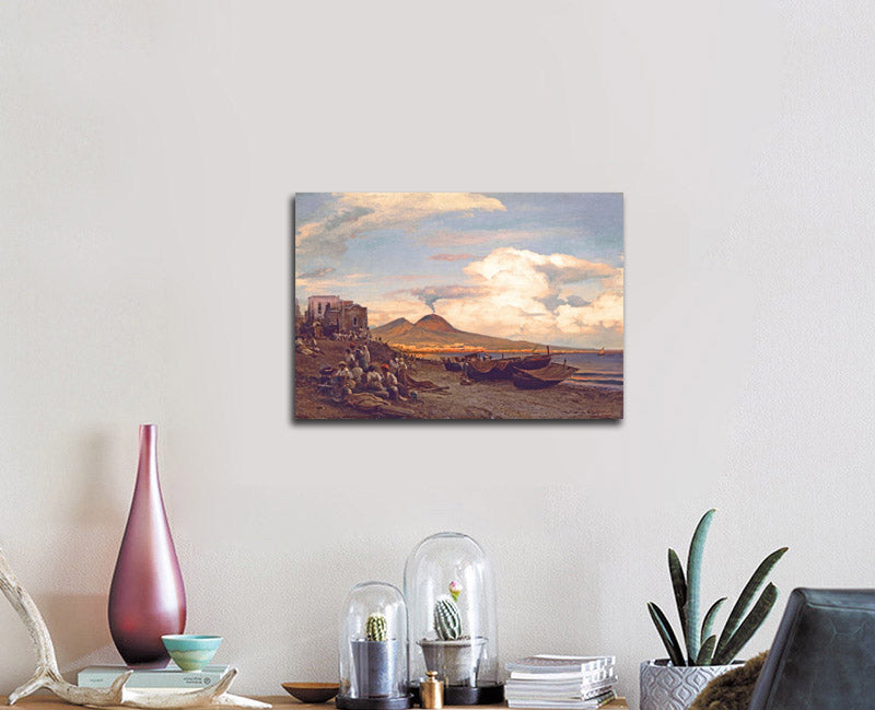 Beach Scene with Resting Women and Men in the Gulf of Naples - by Oswald Achenbach