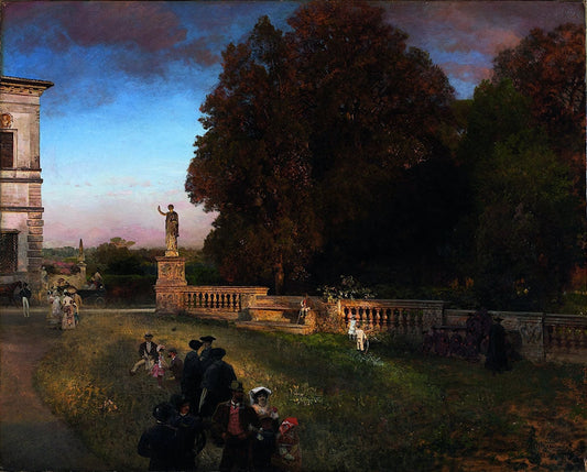 In the Park of the Villa Borghese - by Oswald Achenbach