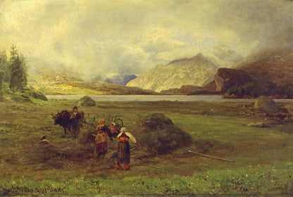 At the hay harvest - by Oswald Achenbach