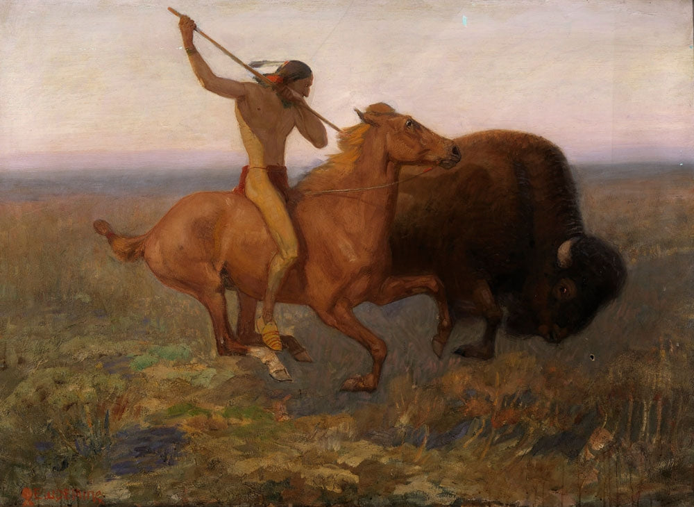 Indian Hunting Buffalo - by Edwin Willard Deming