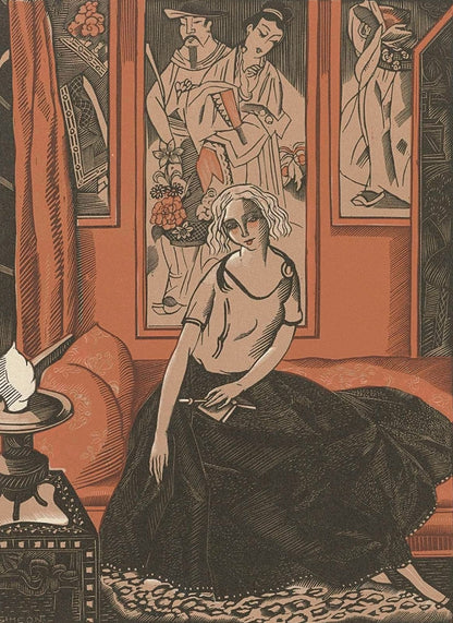 Modes et Manières d'Aujourd'hui, 1922, Pl. 8 : Intérieur - by Fernand Siméon