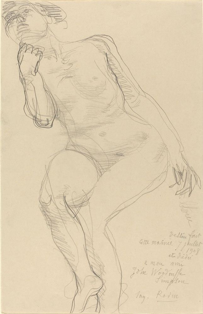 Seated Female Nude Leaning to the Left - by Auguste Rodin