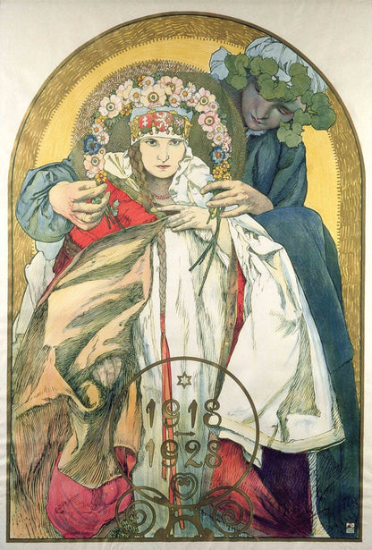 cartaz oficial de celebração do aniversário da fundação da Tchecoslováquia - by Alphonse Mucha