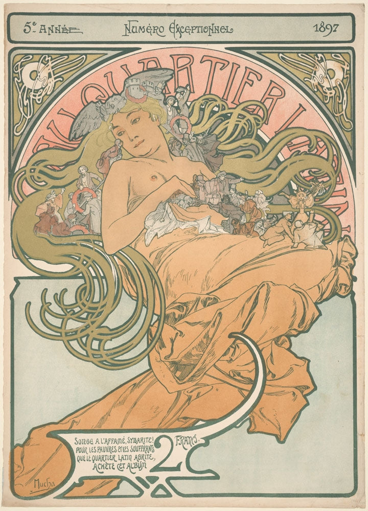 Au Quartier Latin - by Alphonse Mucha