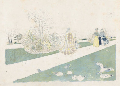 Wandelaars in het park de Tuilerieën in Parijs - by Édouard Vuillard