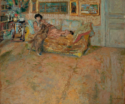 Interior with Madame Hessel and her Dog - by Édouard Vuillard