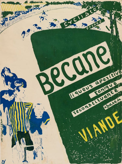 Bécane (Bicyclists take Bécane-an appetizing liqueur, a reconstructing tonic with a meat base) - by Édouard Vuillard