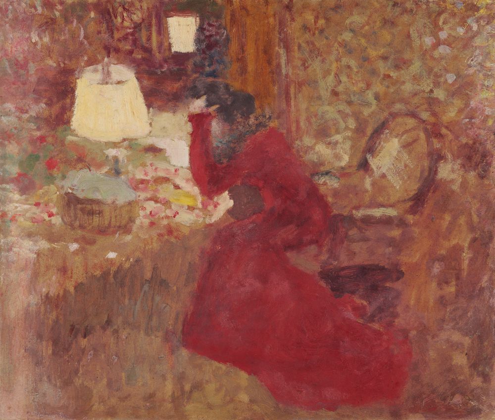 Woman in a Red Dress, or J. R. against a Window - by Édouard Vuillard