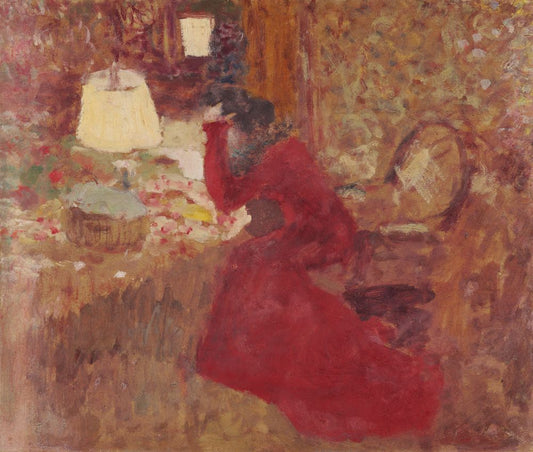 Woman in a Red Dress, or J. R. against a Window - by Édouard Vuillard