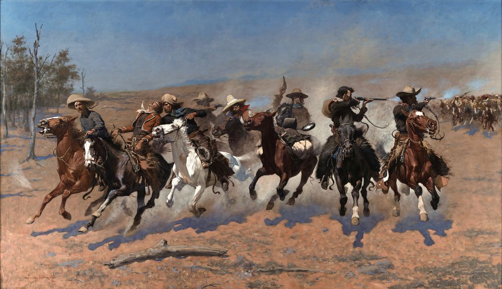 A Dash for the Timber - by Frederic Remington