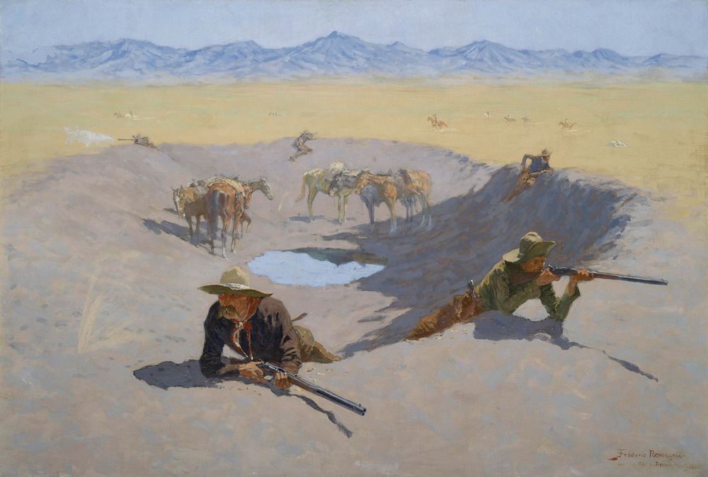 Fight for the Waterhole - by Frederic Remington