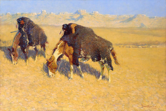 Indians Simulating Buffalo - by Frederic Remington