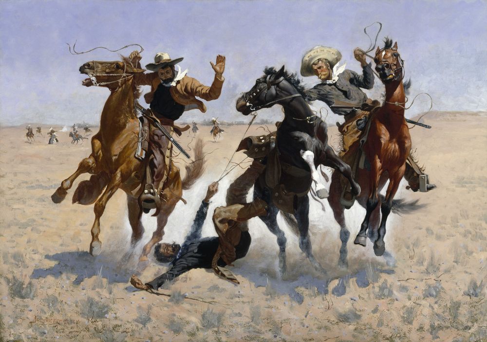 Aiding a Comrade - by Frederic Remington