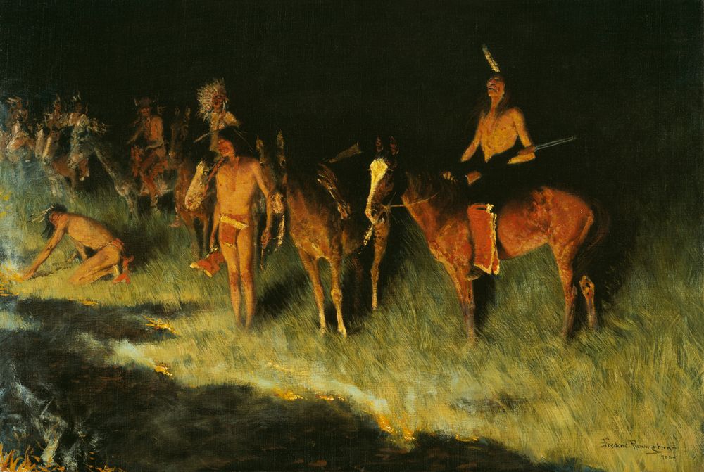 The Grass Fire - by Frederic Remington